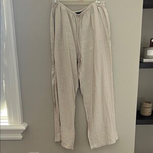Zara Women's Light Cream Linen Blend Pants
